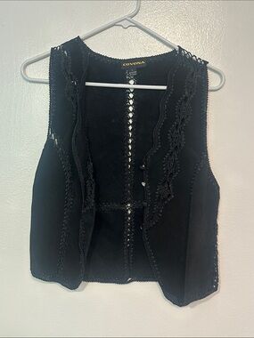 Black faux leather suede vest
